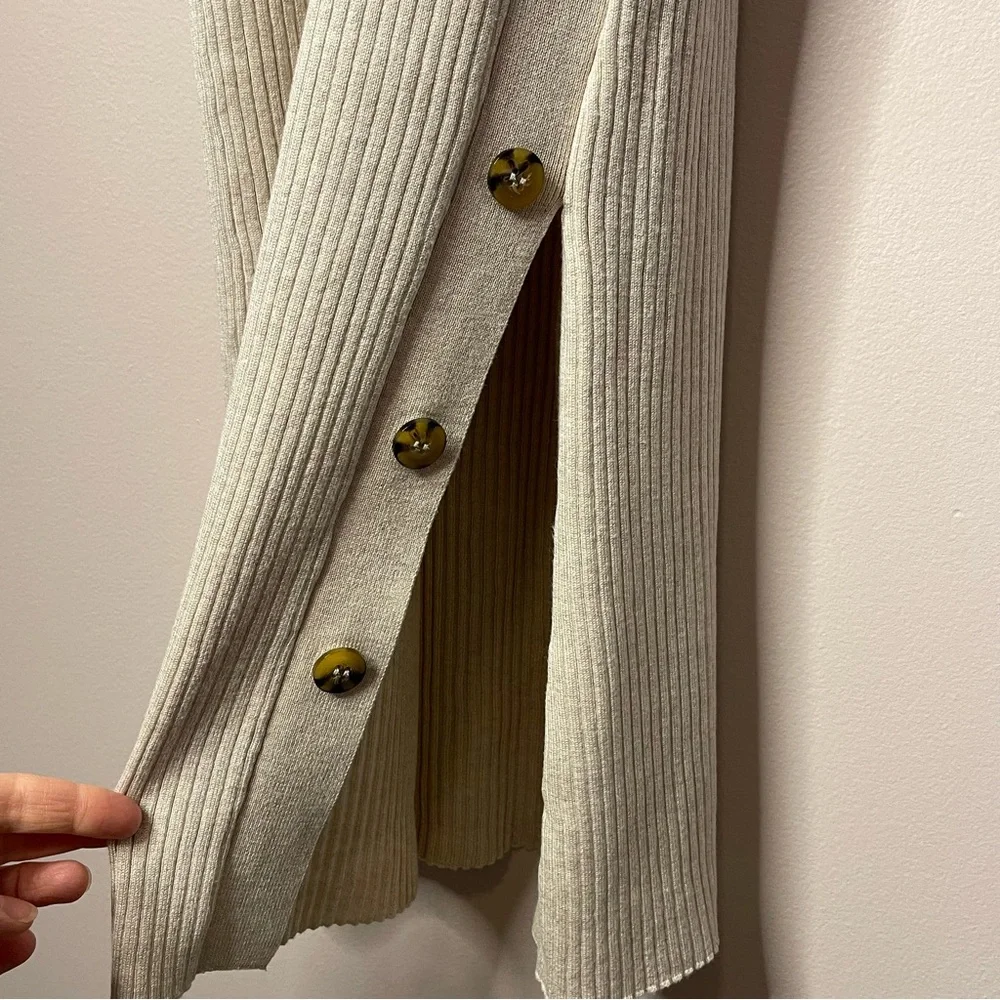 Hippie Rose Ribbed Knit Sleeveless Midi Sweater Dress (Beige) - Small